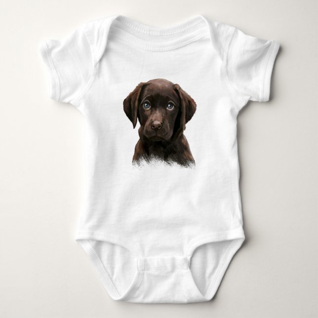 Chocolate Labrador Puppy Baby Strampler (Vorderseite)