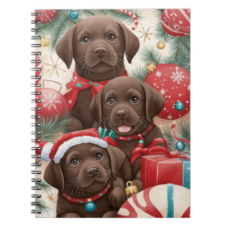 Chocolate Labrador Puppy Christmas Notebook Notizblock