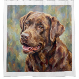 Chocolate Labrador Retriever Impressionist Art Duschvorhang