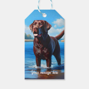 Chocolate Labrador und Blue Lake Geschenkanhänger