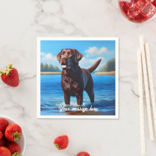 Chocolate Labrador und Blue Lake Serviette