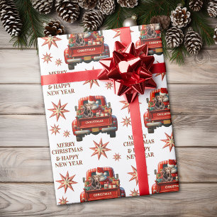 Chocolate Labrador und Santa Retro-LKW Weihnachten Geschenkpapier