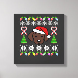 Chocolate-Labrador-Welpe Weihnachten Santa Oversiz Leinwanddruck