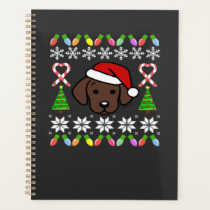 Chocolate-Labrador-Welpe Weihnachten Santa Oversiz Planer