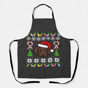 Chocolate Labrador Welpe Weihnachten Santa Oversiz Schürze