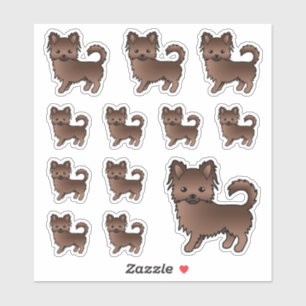 Chocolate Langhaar Chihuahua Süße Cartoon Hunde Aufkleber