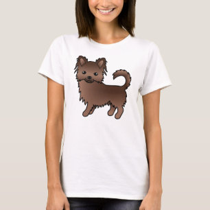 Chocolate Langhaar Chihuahua Süßer Cartoon-Hund T-Shirt