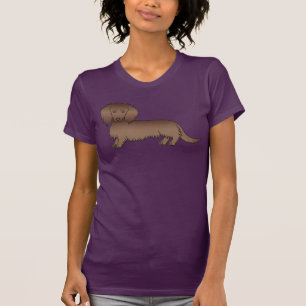 Chocolate Langhaar-Dachshund Süßer Cartoon-Hund T-Shirt