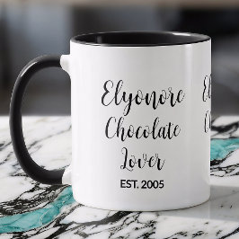 Chocolate Lover Black Script Personalized Name Est Tasse
