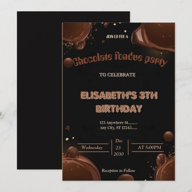 Chocolate Lovers Fondue Party Invitation Einladung (Vorne/Hinten)