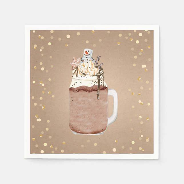 Chocolate Mason Jar Milkshake Weihnachtsfest Party Serviette (Vorderseite)