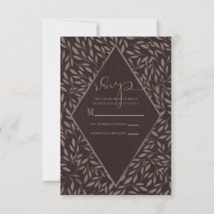 Chocolate Mauve Rosa Blätter Botanische Hochzeit RSVP Karte