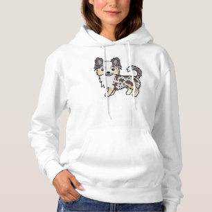 Chocolate Merle Langhaar Chihuahua Cartoon Hund Hoodie