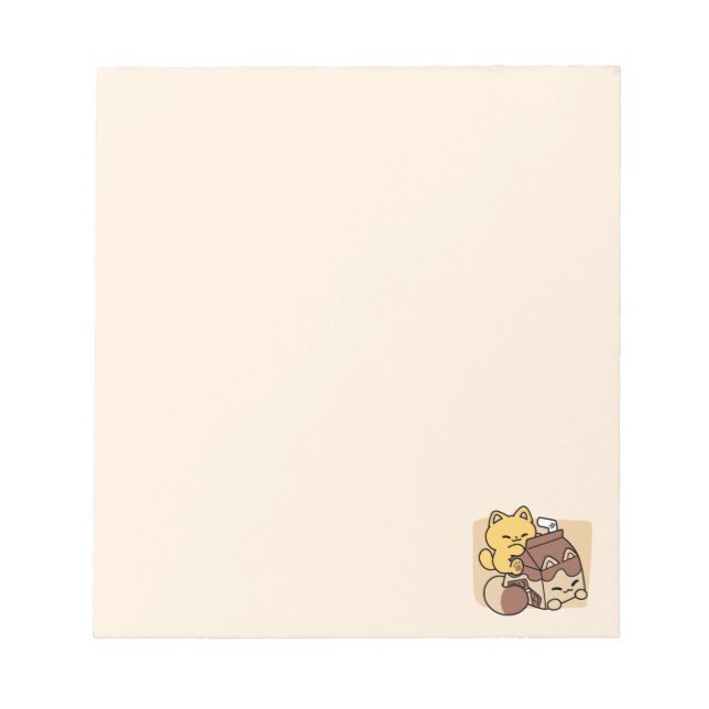 Chocolate Milk Sipping on Bliss – Kawaii Cat Food  Notizblock (Vorderseite)