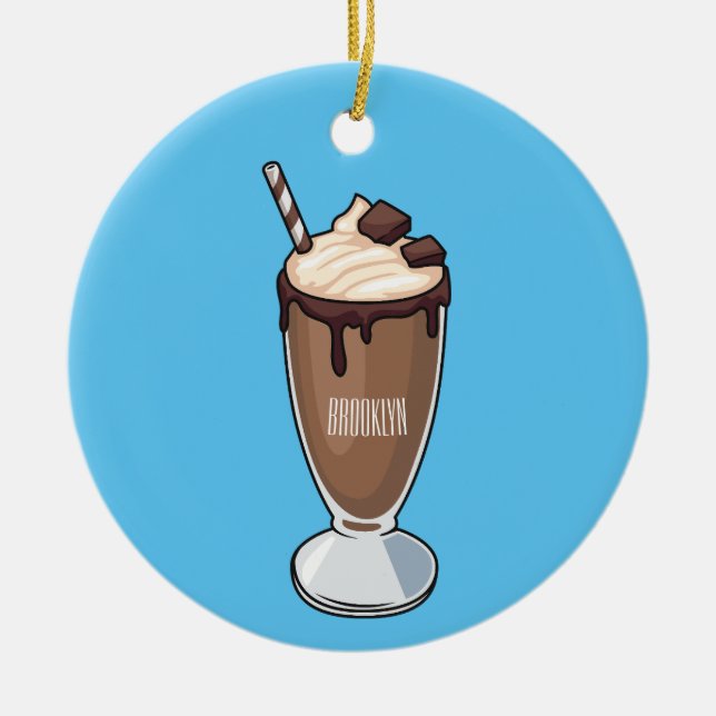 Chocolate milkshake cartoon illustration  keramik ornament (Vorne)