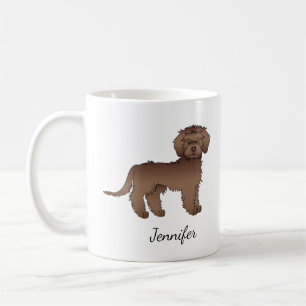 Chocolate Mini Goldendoodle Cartoon-Hund & Name Kaffeetasse