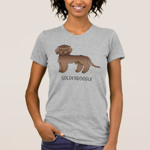 Chocolate Mini Goldendoodle Cartoon-Hund & Text T-Shirt