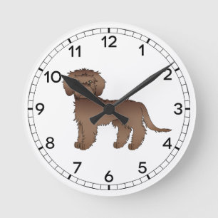 Chocolate Mini Goldendoodle Süßer Cartoon-Hund Runde Wanduhr
