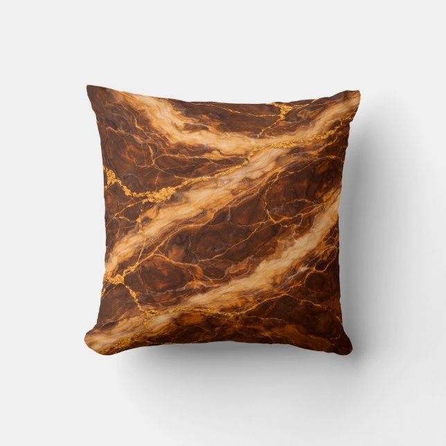 Chocolate Peanut Butter Marble with Gold Veining Kissen (Vorderseite)
