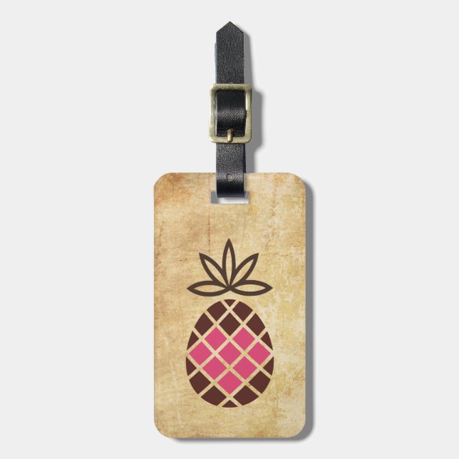 Chocolate Pineapple with Pink Heart Gepäckanhänger (Vorderseite vertikal)