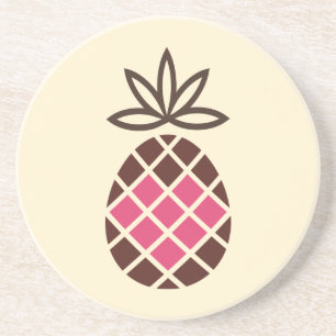 Chocolate Pineapple with Pink Heart Getränkeuntersetzer