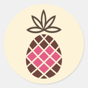 Chocolate Pineapple with Pink Heart Runder Aufkleber