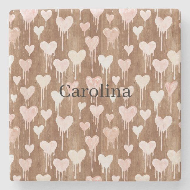 Chocolate Pink Cream Hearts Love Valentine's Day Steinuntersetzer (Vorderseite)