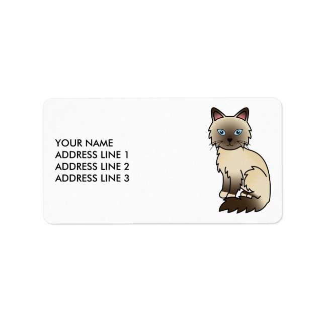 Chocolate Point Birman / Ragdoll Cat & Custom Text Adressaufkleber (Vorne)