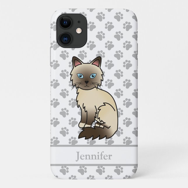 Chocolate Point Birman / Ragdoll Cat & Name Case-Mate iPhone Hülle (Rückseite)