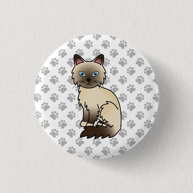 Chocolate Point Birman / Ragdoll Niedlich Cat & Pa Button (Vorderseite)