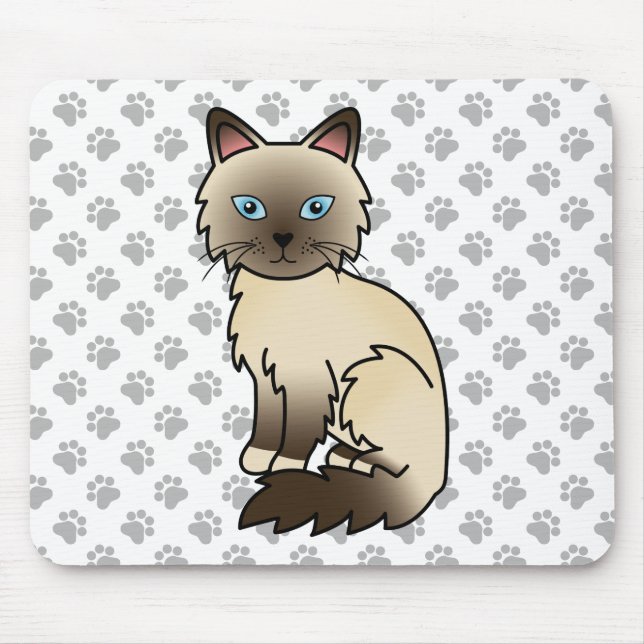 Chocolate Point Birman / Ragdoll Niedlich Cat & Pa Mousepad (Vorne)