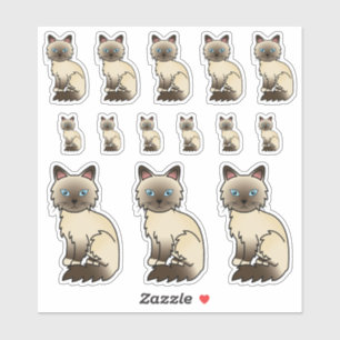 Chocolate Point Birman / Ragdoll Süße Cartoon Katz Aufkleber