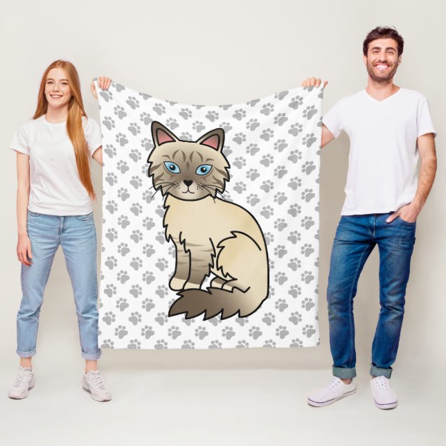 Chocolate Point Tabby Birman / Ragdoll Cat & Paws Fleecedecke (Beispiel)