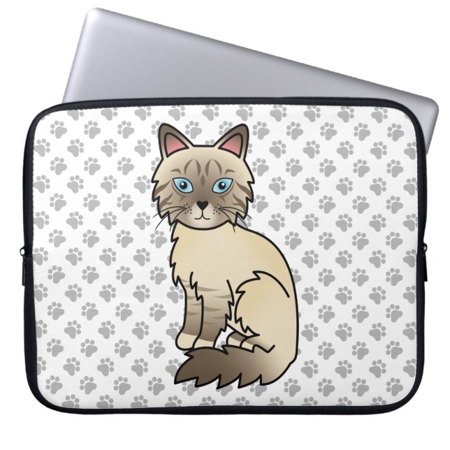 Chocolate Point Tabby Birman / Ragdoll Cat & Paws Laptopschutzhülle (Vorderseite)