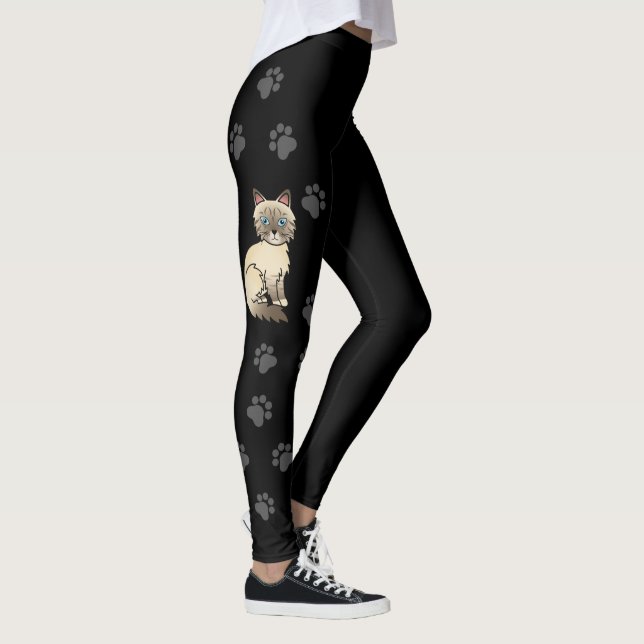 Chocolate Point Tabby Birman / Ragdoll Cat & Paws Leggings (Rechts)