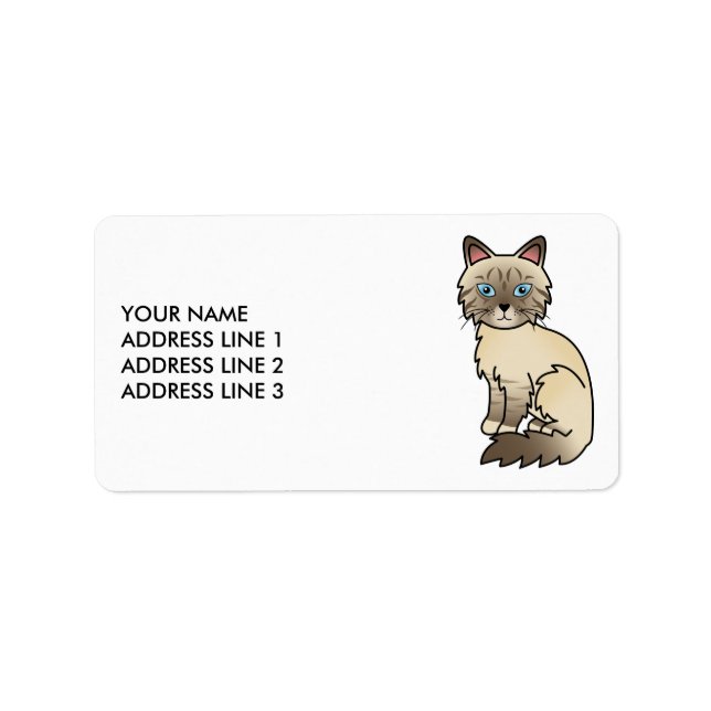Chocolate Point Tabby Birman/Ragdoll Cat & Text Adressaufkleber (Vorne)