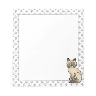 Chocolate Point Tabby Birman / Ragdoll Katze & Pfo Notizblock