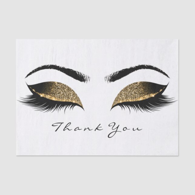 Chocolate Sepia Gold Glitzer Danke Eyes Lashes Seidenpapier (Vorderseite)