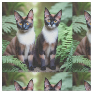 Chocolate Siamese Katzen Zwillinge, Stoff