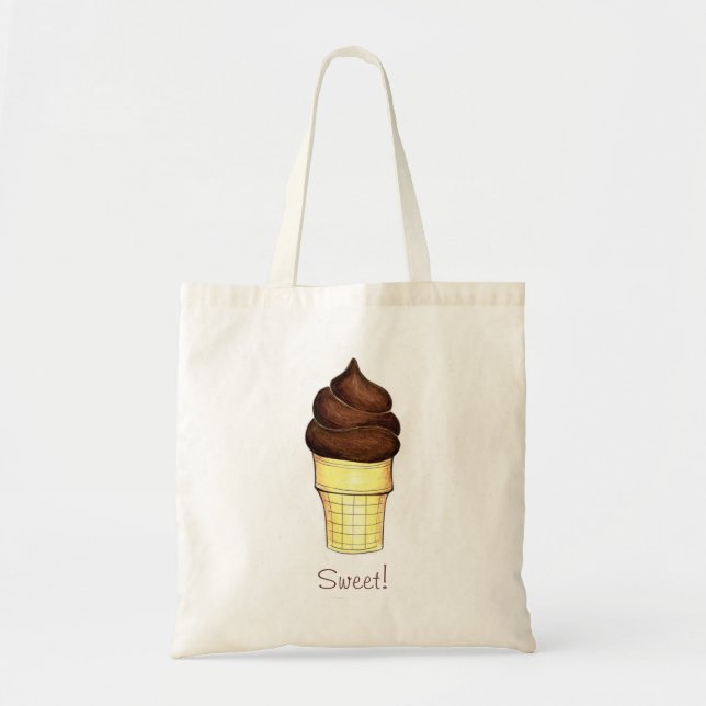 Chocolate Soft Serve Ice Cream Cone Sweet Tote Tragetasche (Vorne)