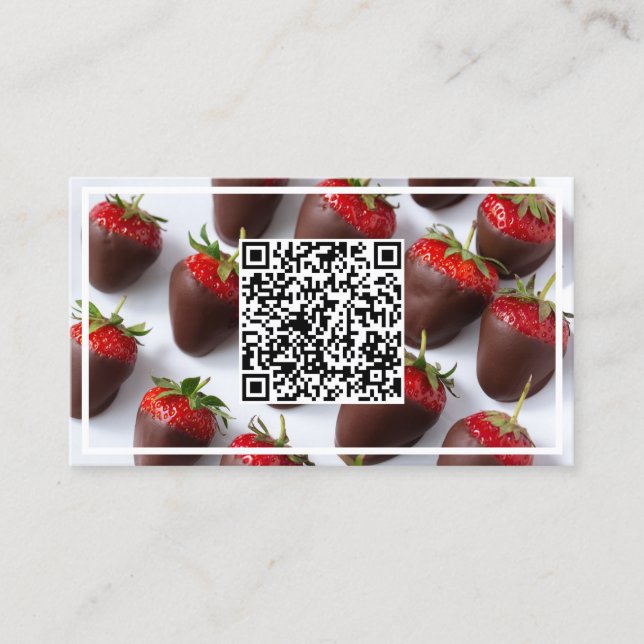 Chocolate Strawberries Custom QR Visitenkarte (Vorderseite)