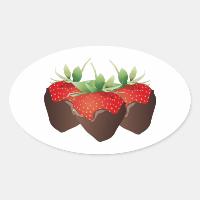 Chocolate Strawberry Ovaler Aufkleber (Vorderseite)