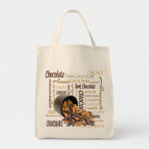 Chocolate-Stücke und Mandeln Nahaufnahme-Fotografi Tragetasche