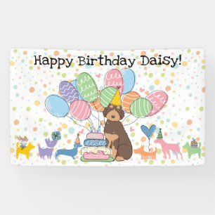 Chocolate-Tan-Aussiedoodle-Hundegeburtstagsfeier Banner