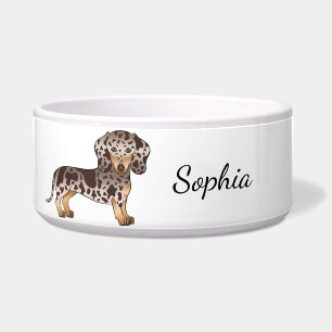 Chocolate & Tan Dapple Kurzhaar-Dachshund & Name Napf