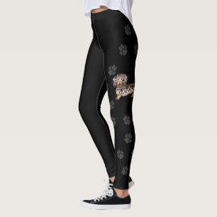 Chocolate & Tan Dapple Langhaar-Dachshund & Pfoten Leggings