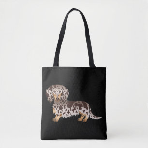 Chocolate & Tan Dapple Langhaar-Dachshund - Schwar Tasche