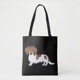Chocolate & Tan Piebald Langhaar-Dachshund-Hund Tasche