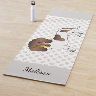 Chocolate & Tan Pied Kurzhaar-Dachshund & Name Yogamatte