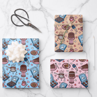 Chocolate theme cute wrapping paper sheets geschenkpapier set